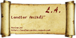 Lendler Anikó névjegykártya